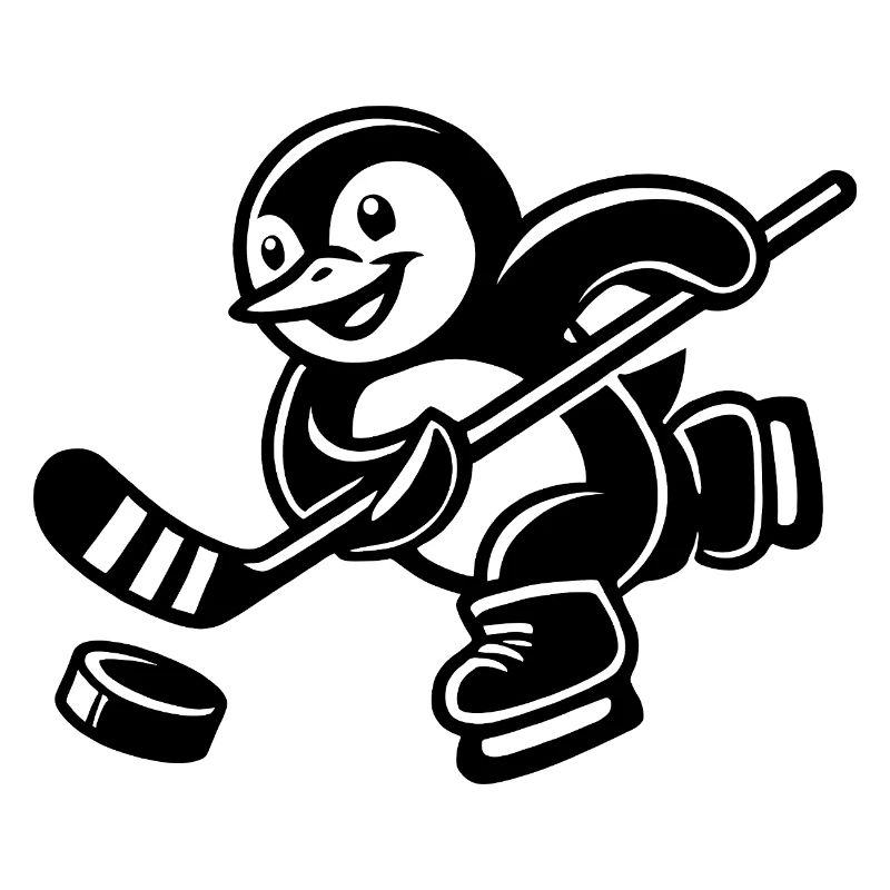 Süßer Pinguin Eishockeyspieler Silhouette