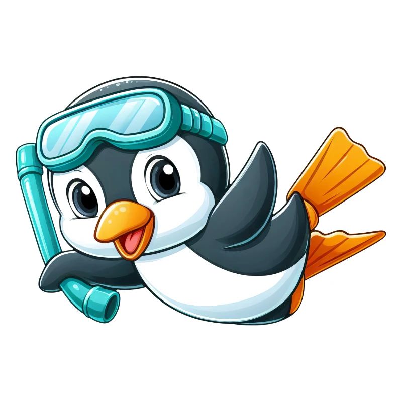 Mignon pingouin dessin animé plongeur plongée en haute mer