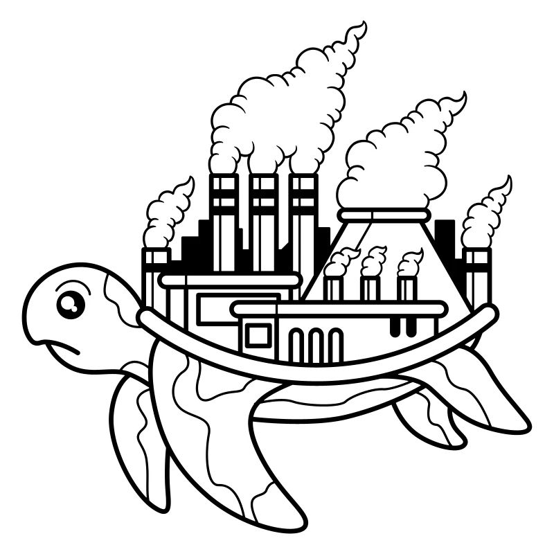 Schildkröte - Fabrik, Rauch, Smog Luft, Tierschutz