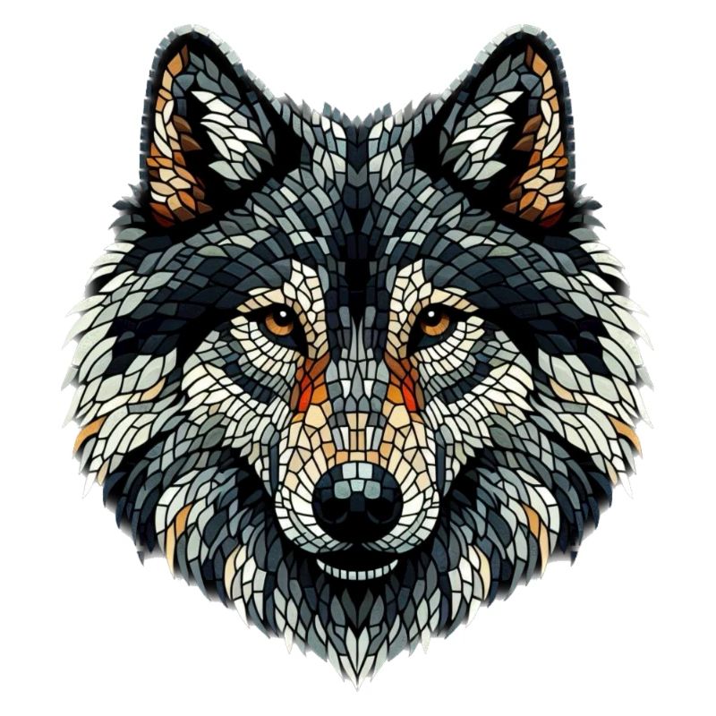 Bunter Wolf im Mosaik-Stil