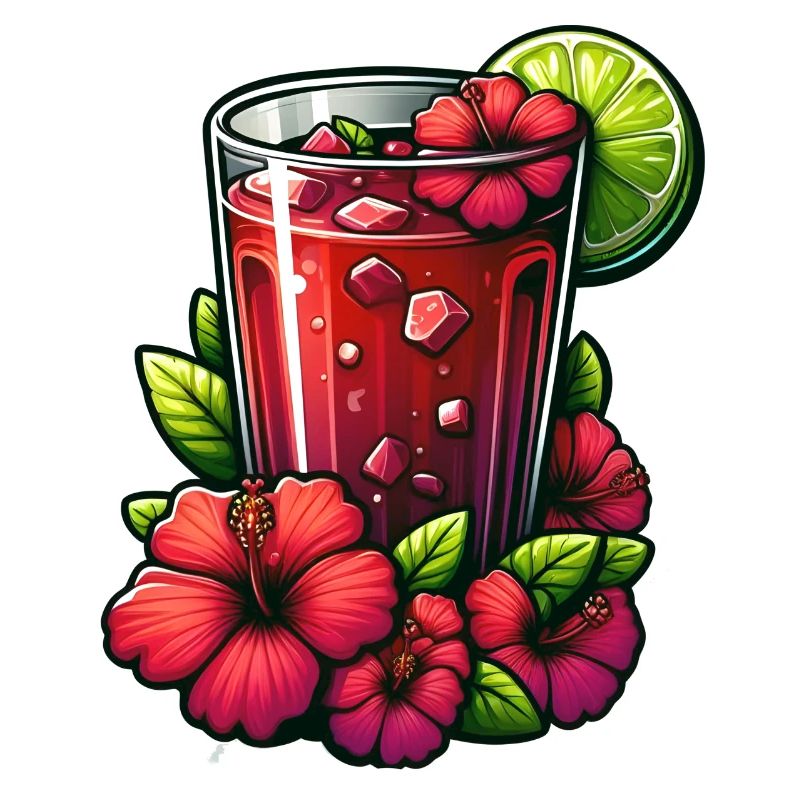 Red hibiscus tea cup