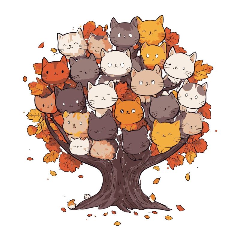 Arbre de chats style dessin animé