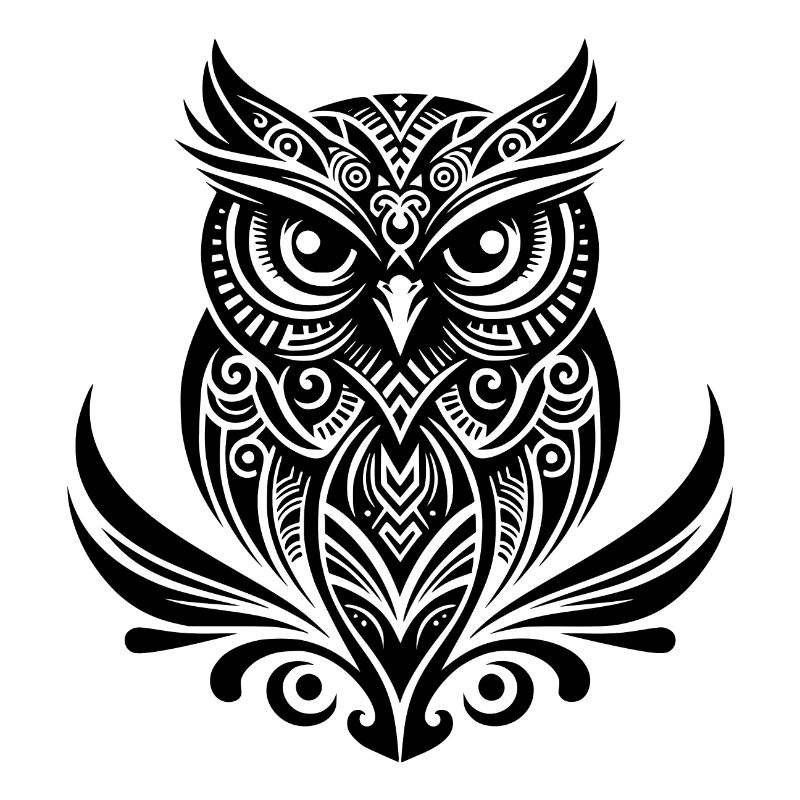 Schlaue Eule im Tattoo Tinte Style