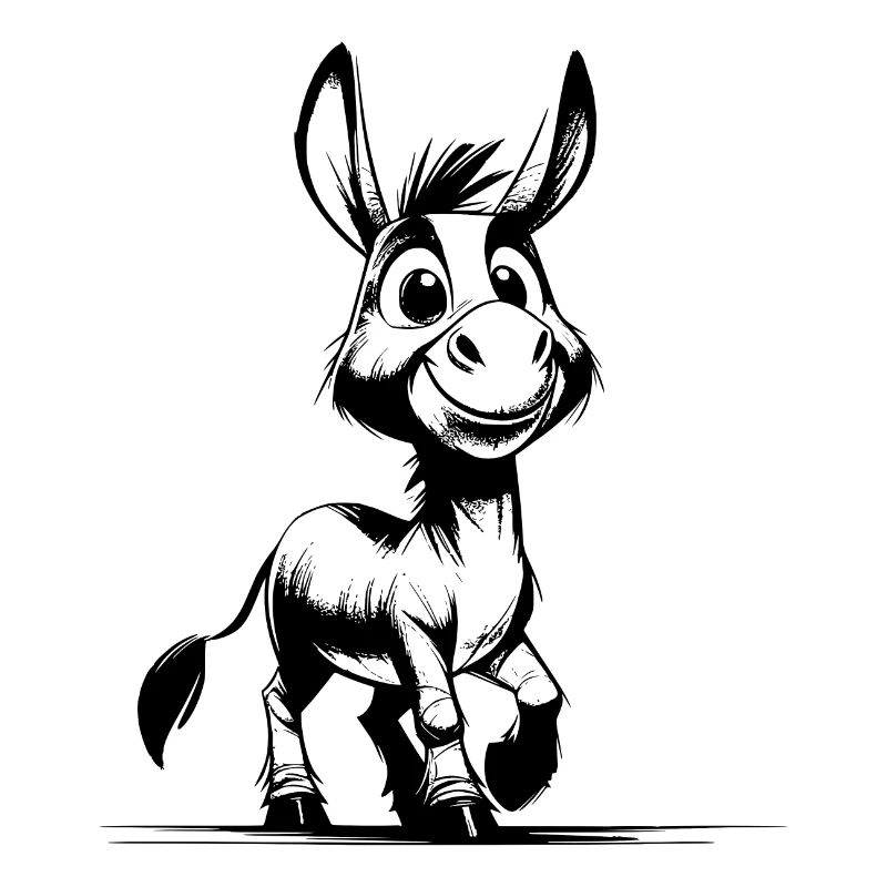Smiling Donkey Long-Eared Donkey Drawing