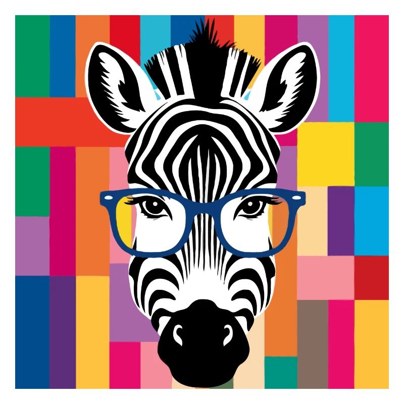 Zebra Cool mit Brille Bunt