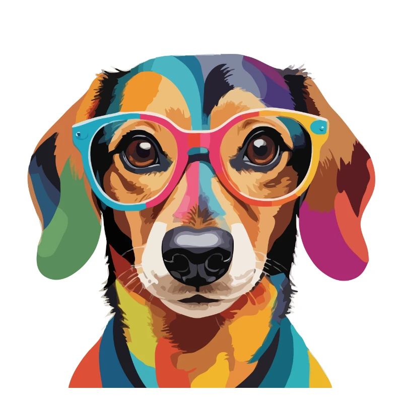 Dackel Hund Dackel Coole Brille Bunt