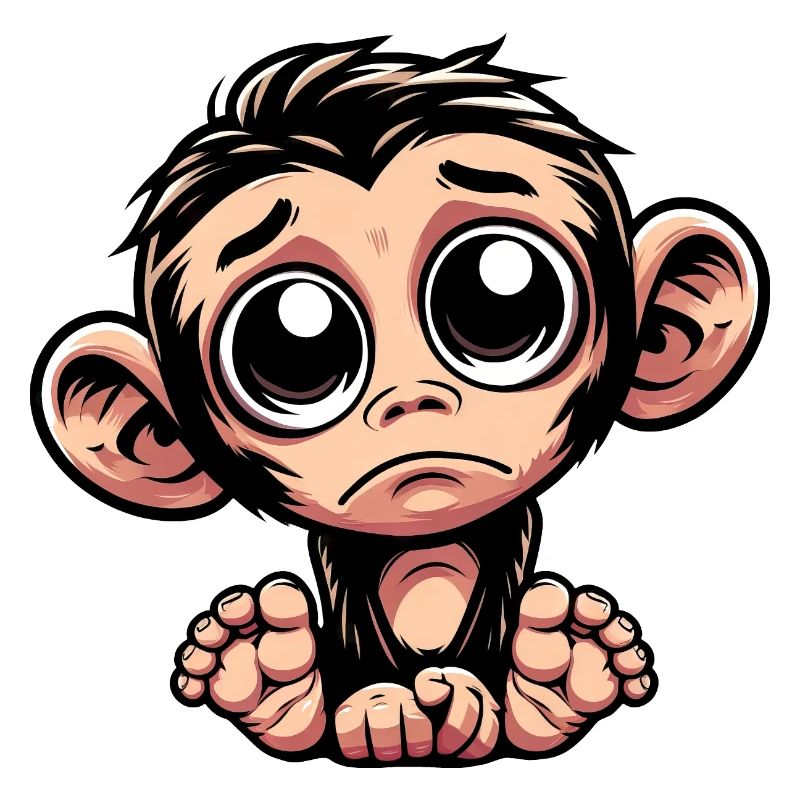Cute sad monkey emotive chimpanzee slaughtered
