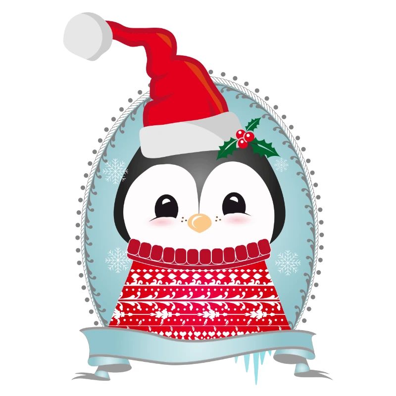 weihnachtlicher Pinguin mit Strickpullover & Mütze