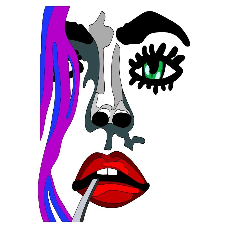 Eye open with red lips - fhscribble face