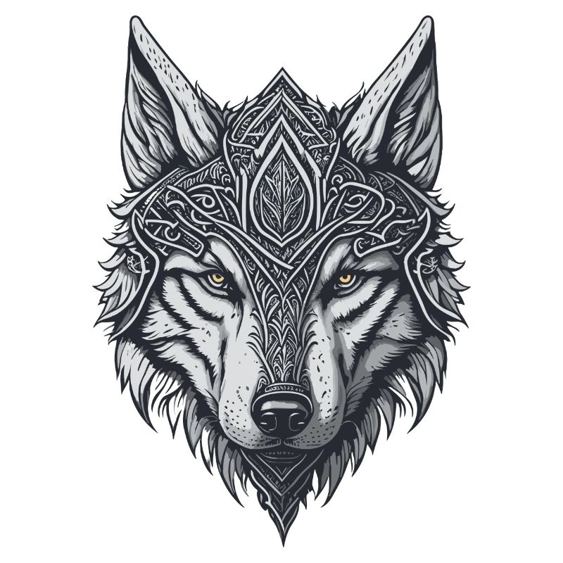 Wolfskopf-Stil Wikinger-Tattoo