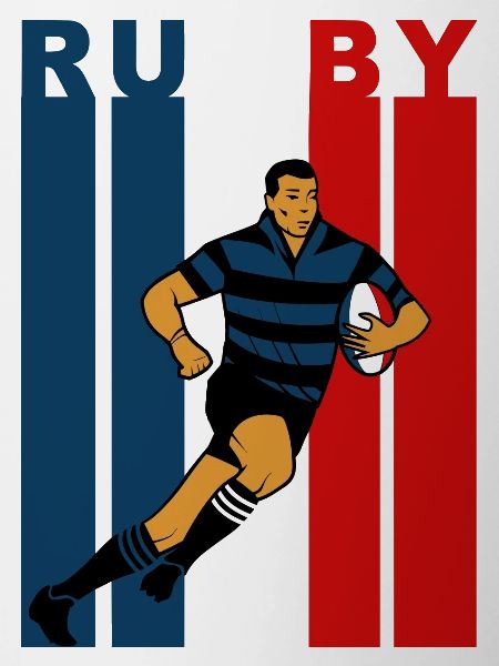 Rugby player on a tricolour background