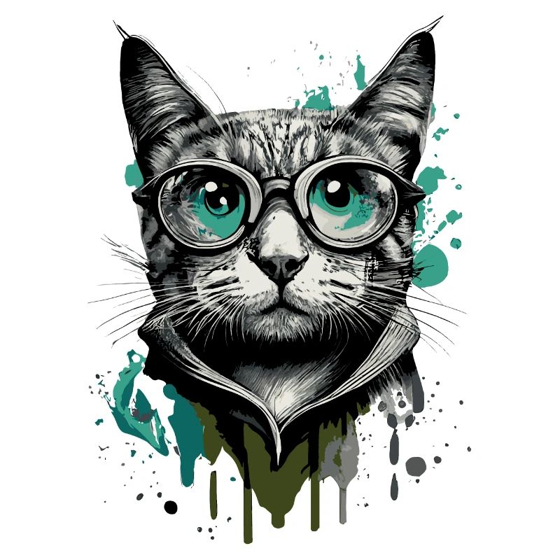 Chat à lunettes - Nerd Cat - Visage de chat