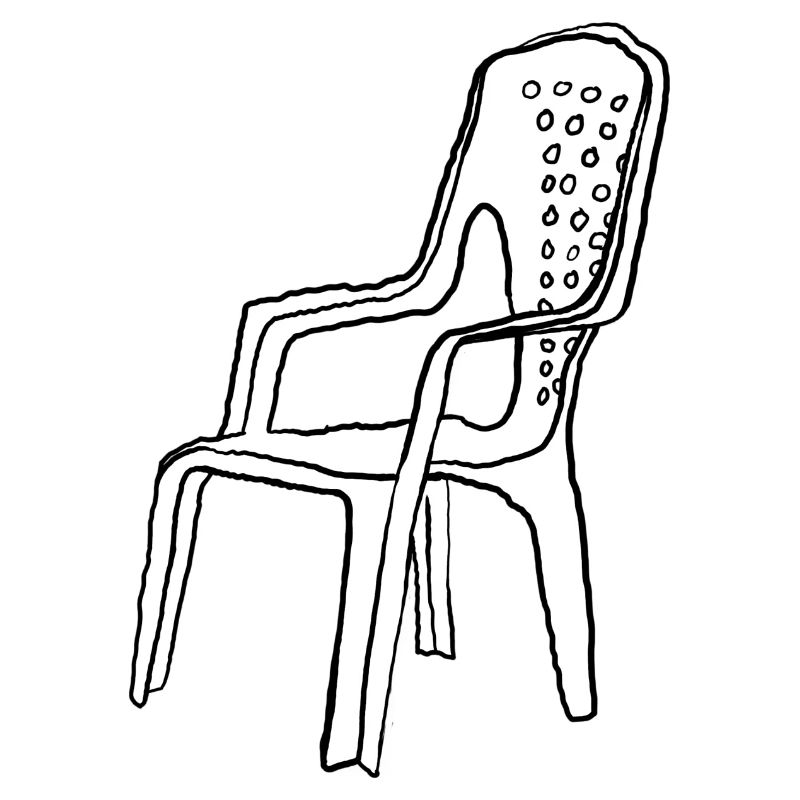 Monoblock Minimalist Doodle Stuhl Illustration