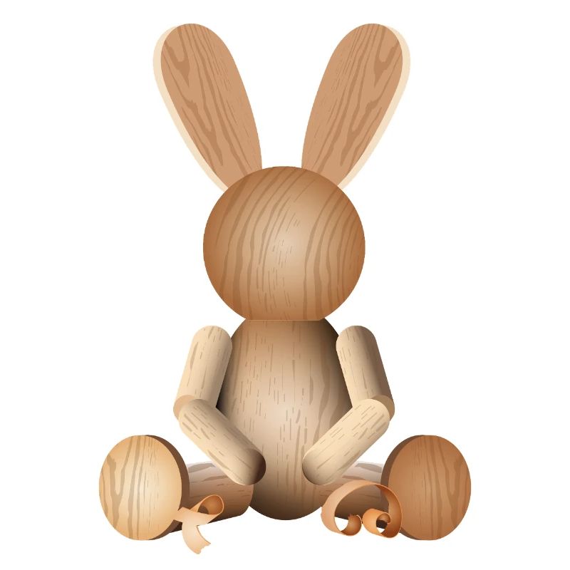 Illustrative Holzoptik – Charmante Hasenfigur