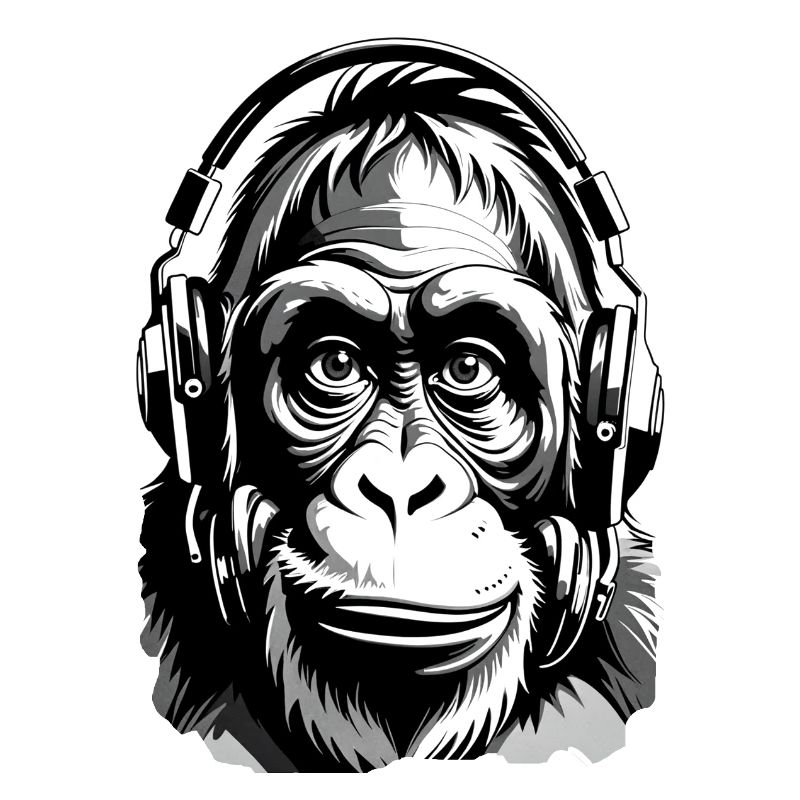Musik Affe Gorilla mit Kopfhoerer als Geschenkidee