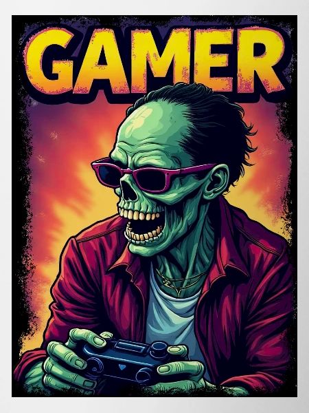 Zombie Gamer mit Controller