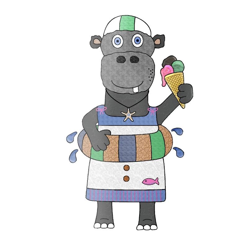 Plansch Hippo Lustiges Nilpferd im Sommermodus