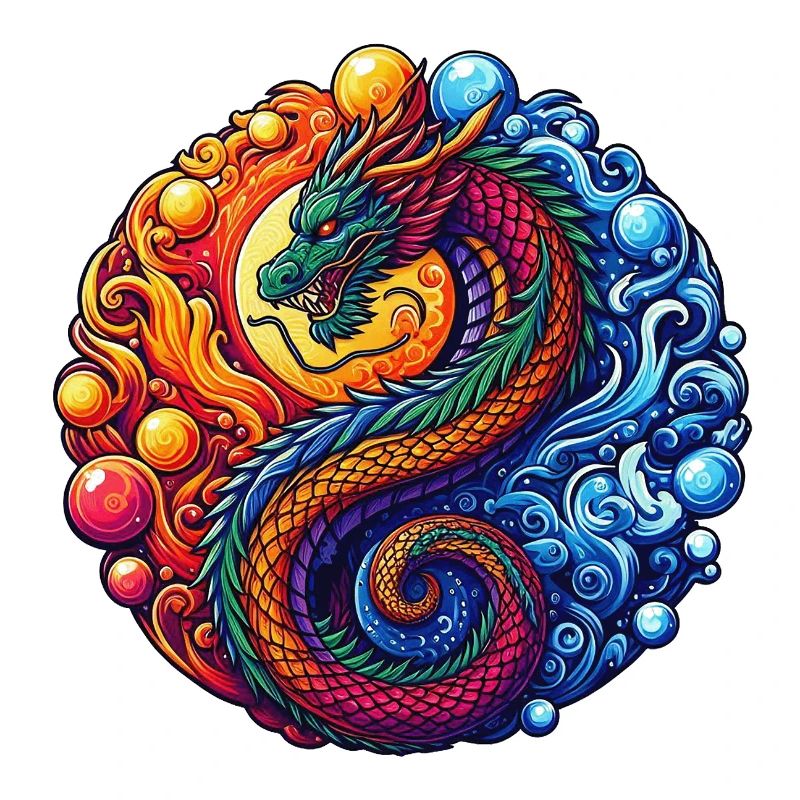 Vibrant Yin Yang Dragon