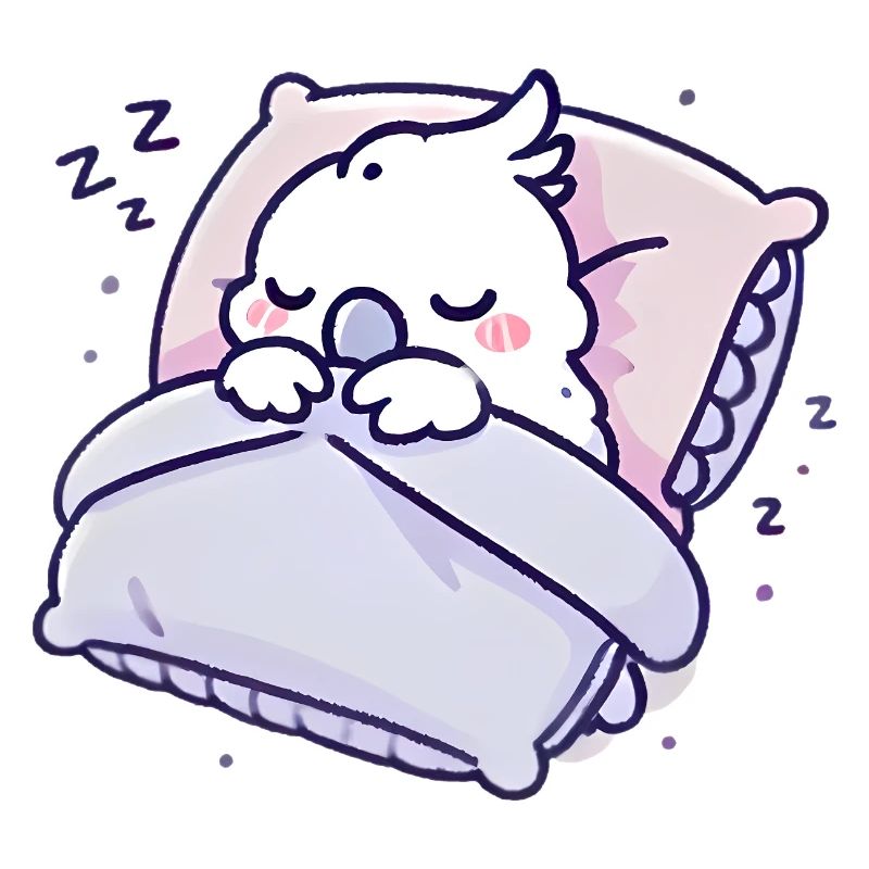 Cacatoès endormi Graphique de dessin animé mignon