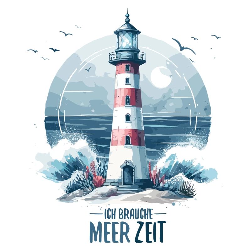 Ich brauche Meer Zeit Leuchtturm Geschenk