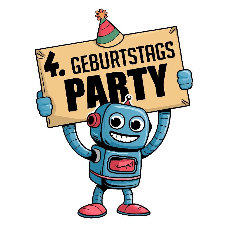 Ich bin 4 Jahre vierter Geburtstag mit Roboter