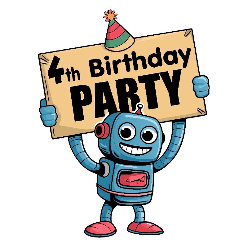 Ich bin 4 Jahre vierter Geburtstag mit Roboter