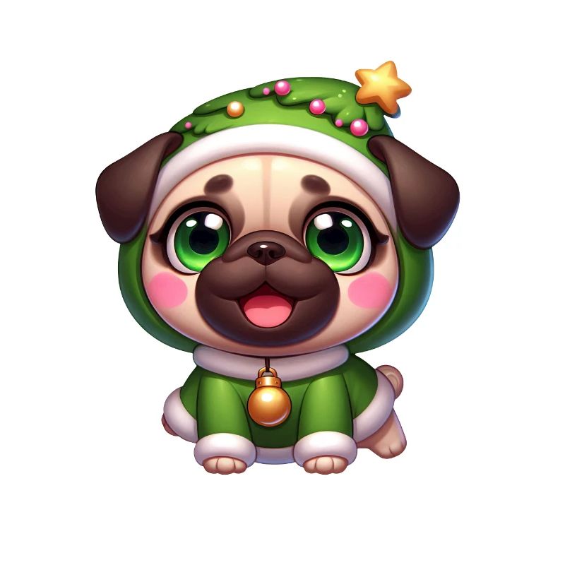 Weihnachten Mops im lustigen Baum Kostüm