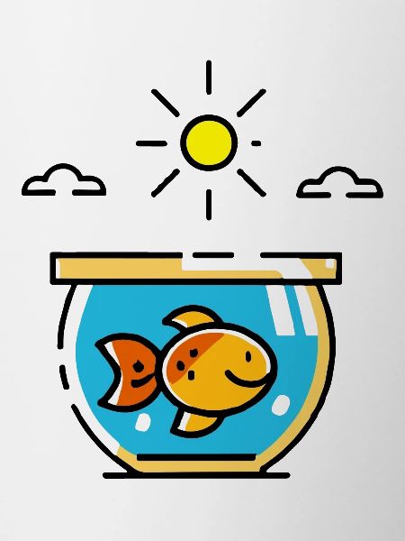 Goldfish sunbathes