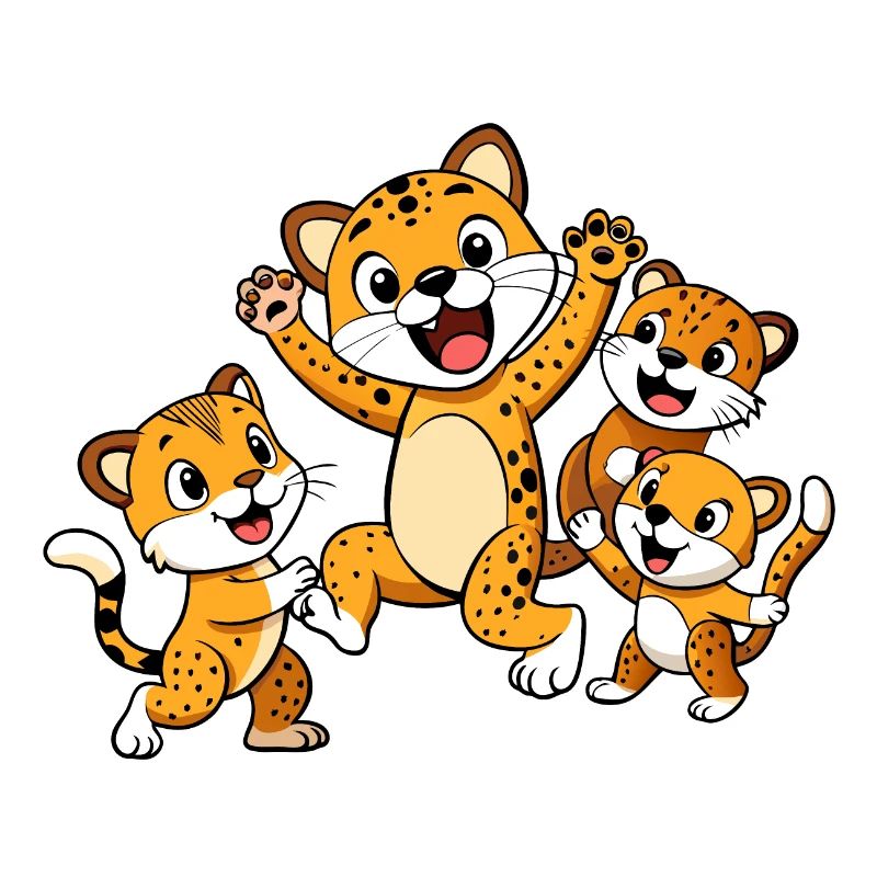 Jubilant Jaguarundi Playing with Siblings