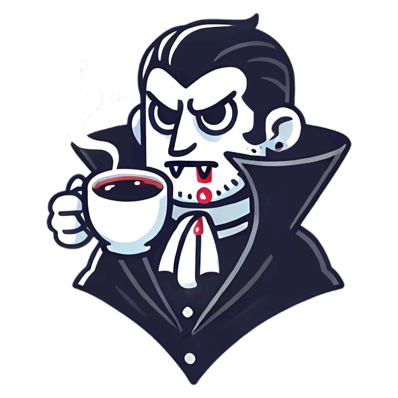 Dracula Coffee Time Cartoon Design