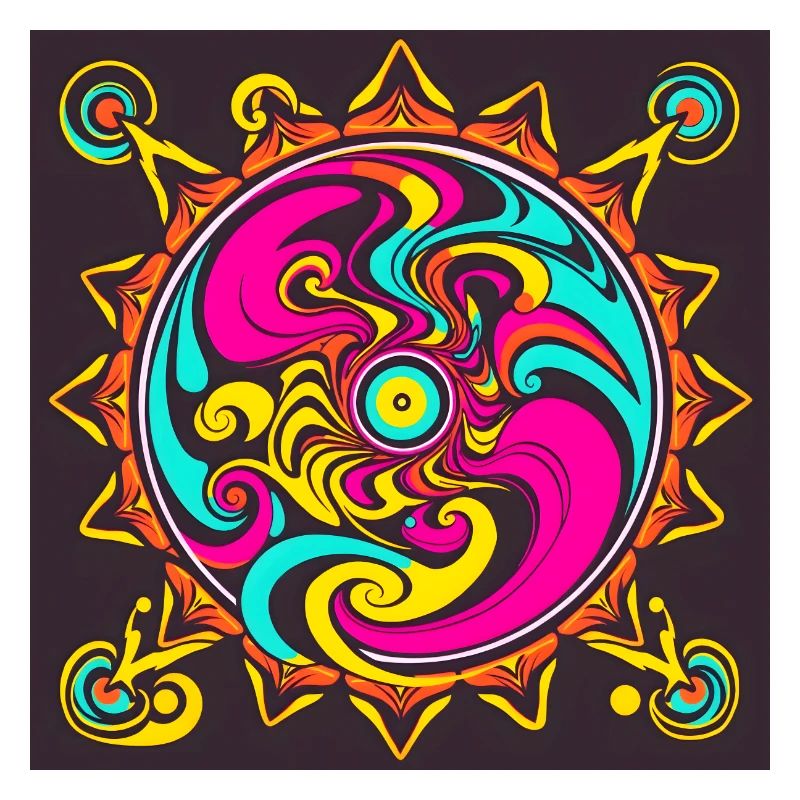 Conception de soleil psychédélique aux couleurs vives