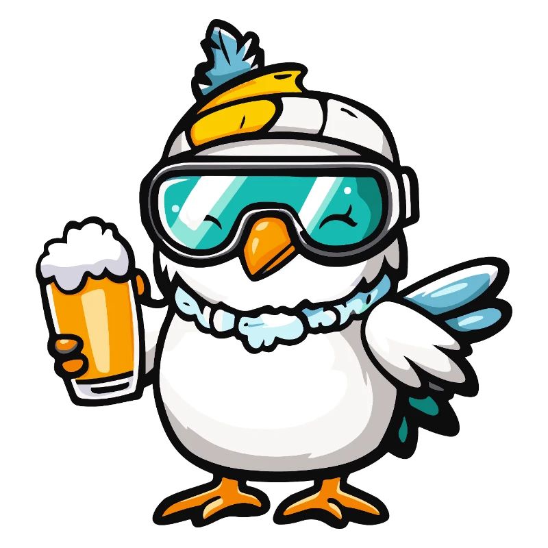 Taube Vogel Apres Ski Bier Comic