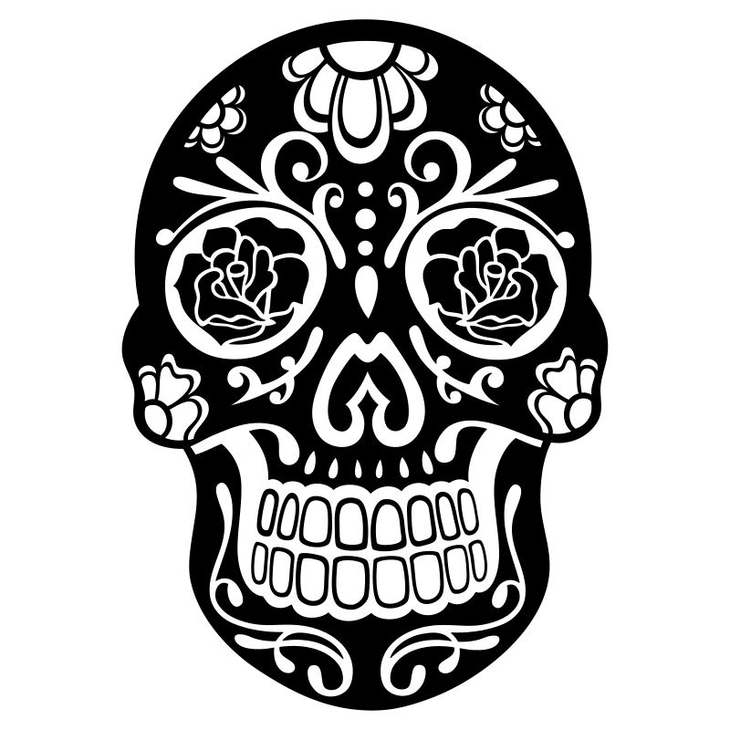 Sugar Skull Floral – Día de los Muertos Skull Blac