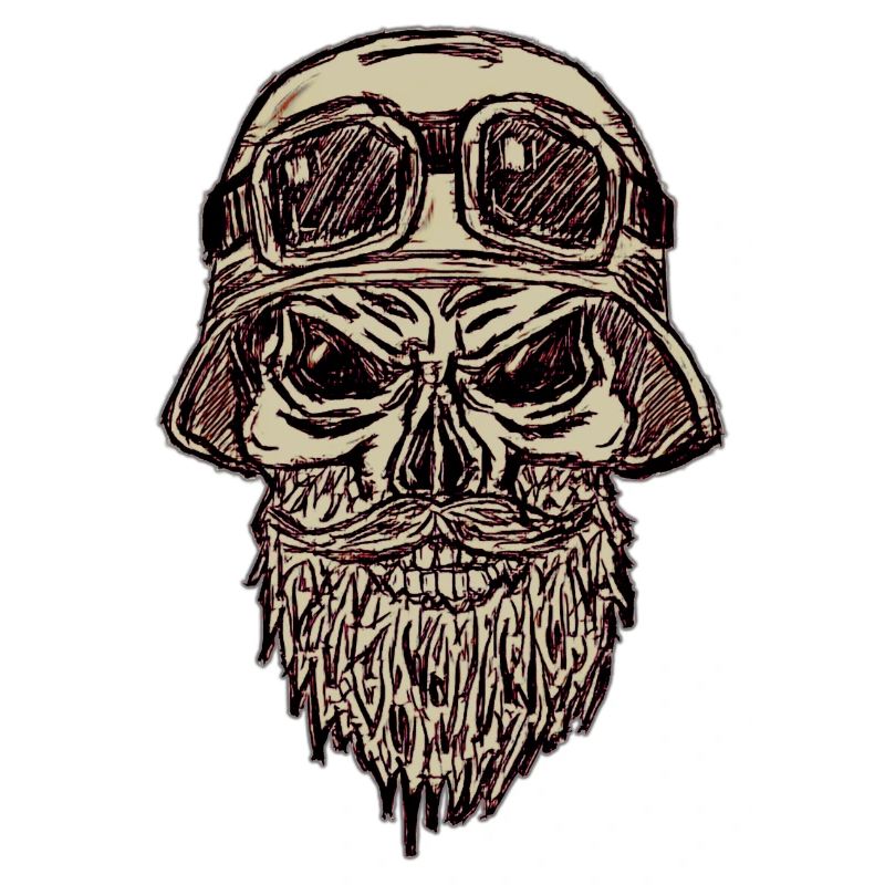 Totenschädel mit Bart und Helm