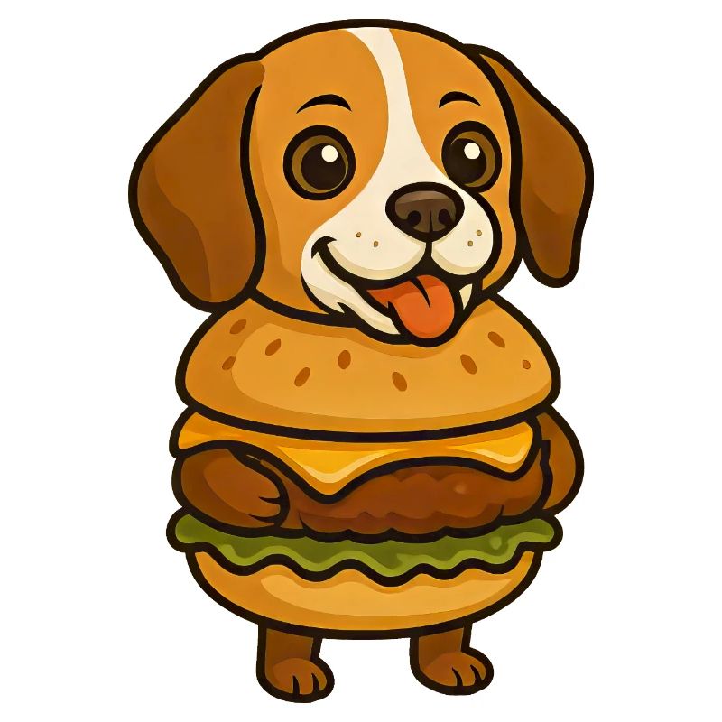 Drôle de beagle avec burger drôle d’animal mythique