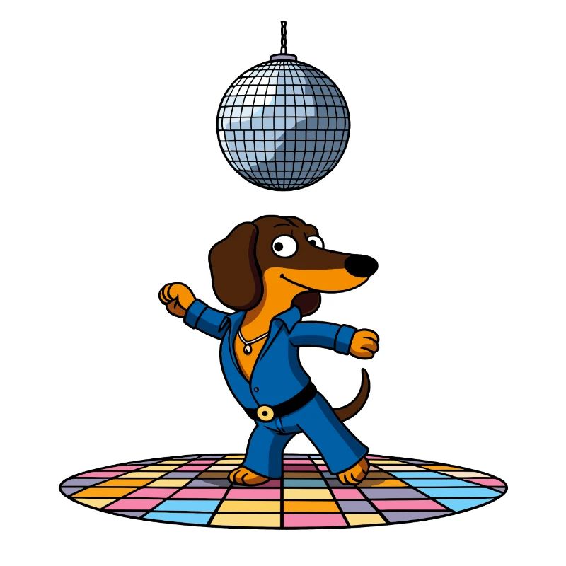Disco Dog Dachshund Stu Dances Disco Ball Dancer Dance