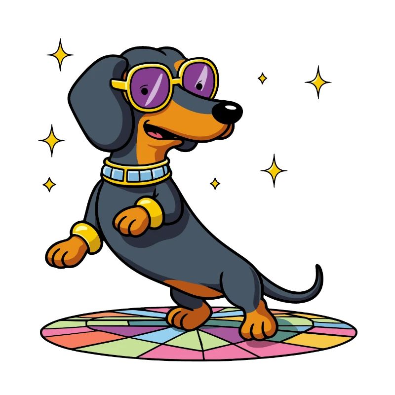 Disco chien teckel Stu danses danse danse balle disco danseuse