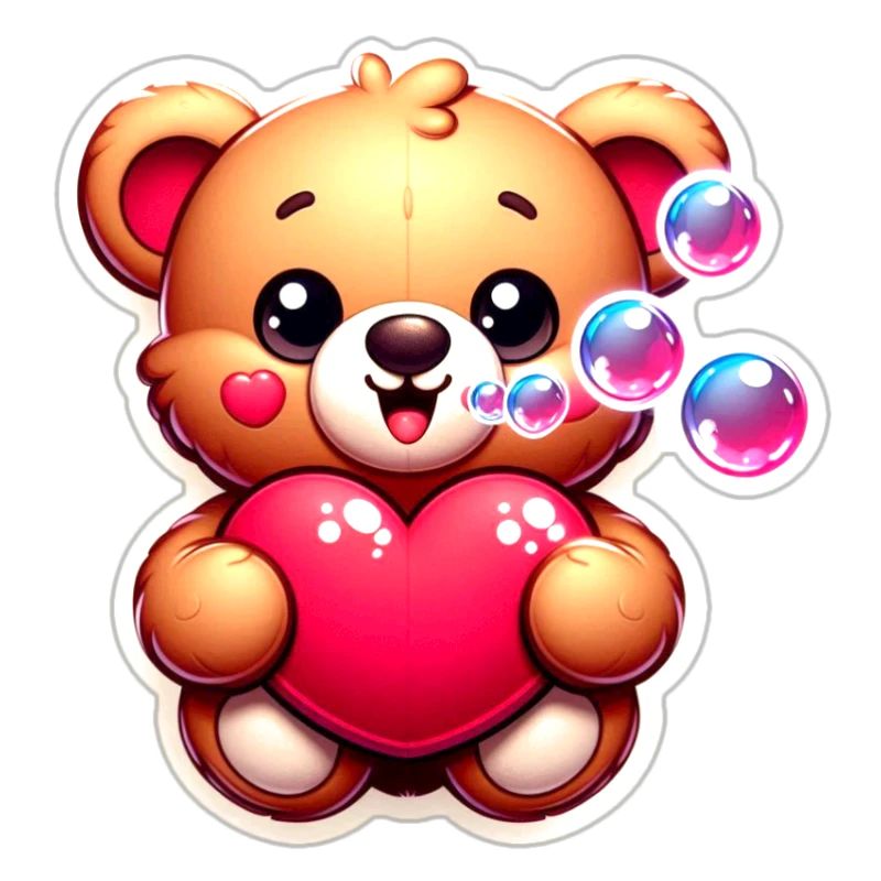 Teddybär mit Herz und Seifenblasen