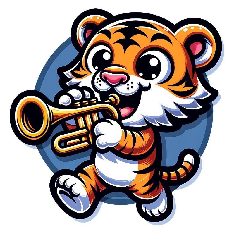 Niedlicher Tiger Mit Trompete