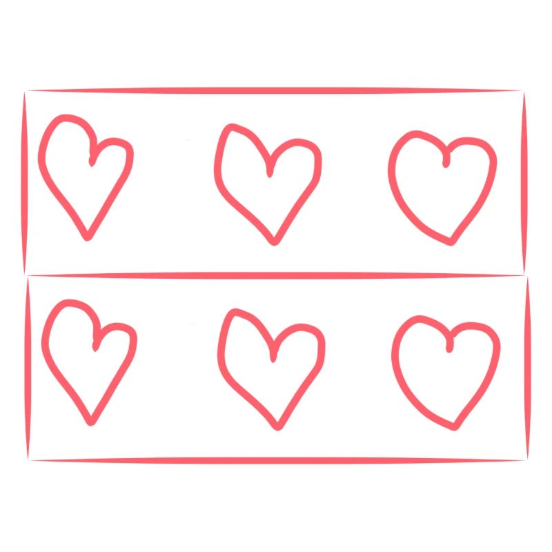 Six Hearts Heart Rectangle Pink