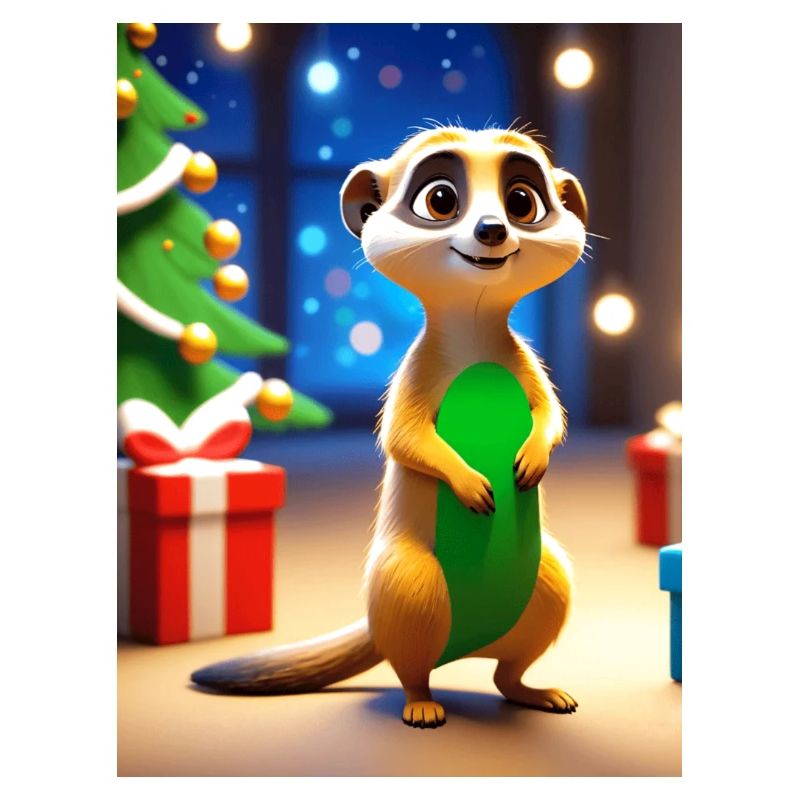 Dessin animé Noël voeux suricate cadeau