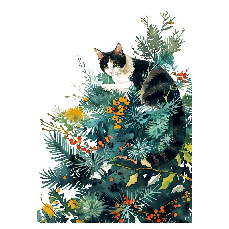 Katze am Weihnachtsbaum