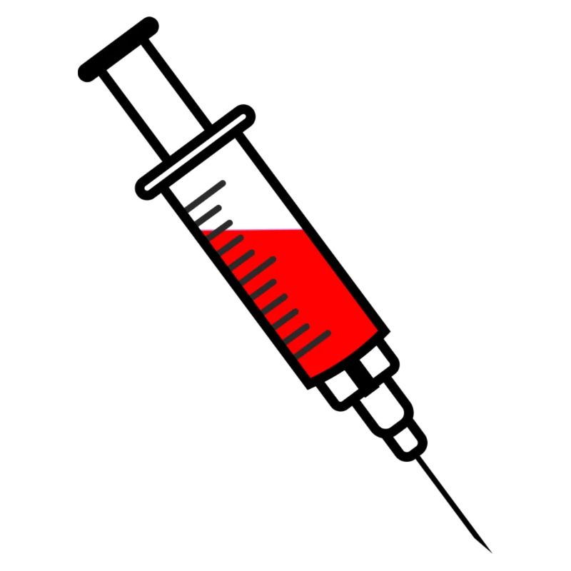 Seringue de vaccination avec médicament liquide rouge