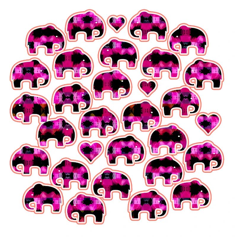 Elefant und Herzen pink