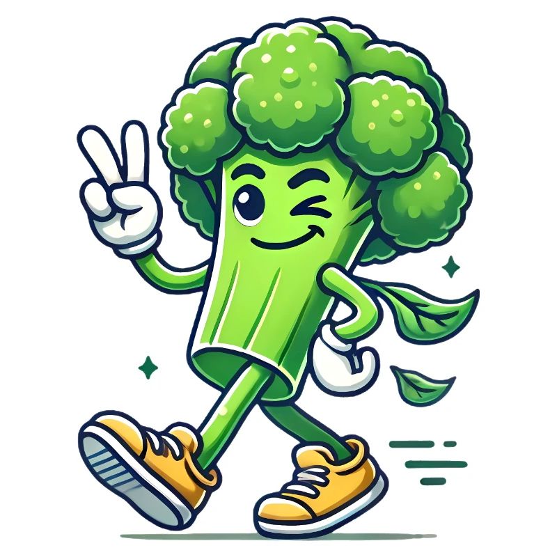 Cool Walking Broccoli Cartoon Design
