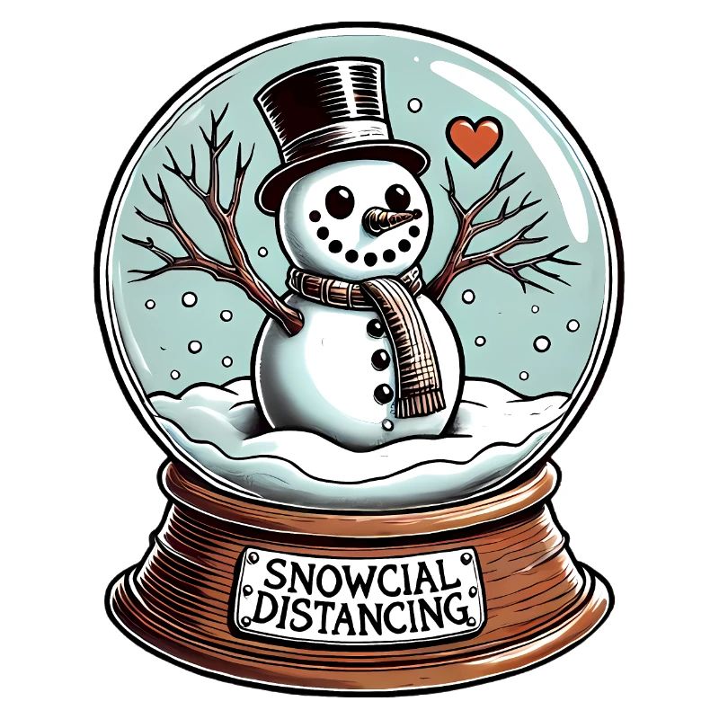 Snowcial Distancing Snowman Snow Globe