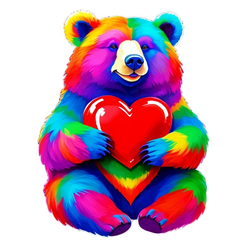 Rainbow Bear with Heart Colorful