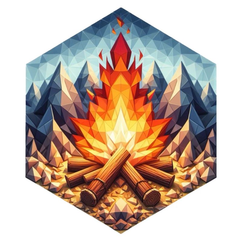 A polygon-style campfire
