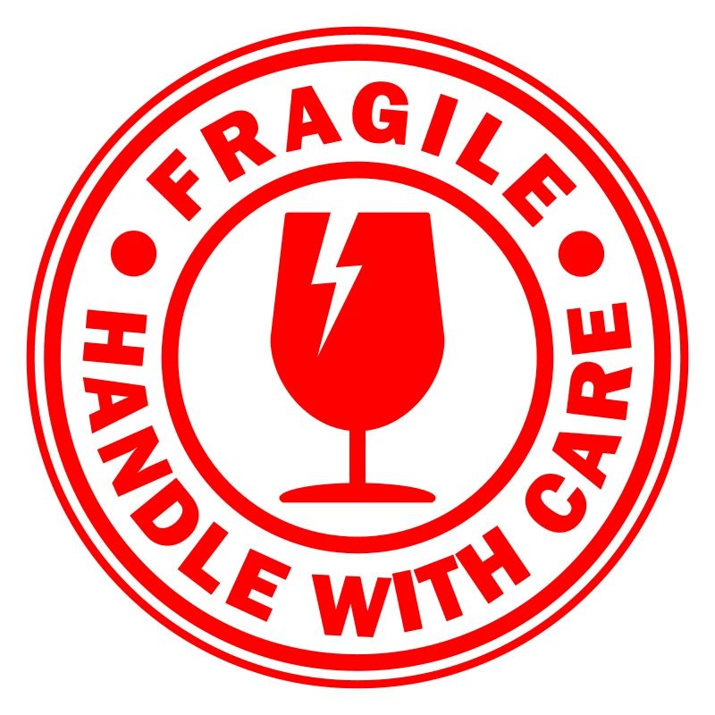 Fragile round circle stamp handle with care