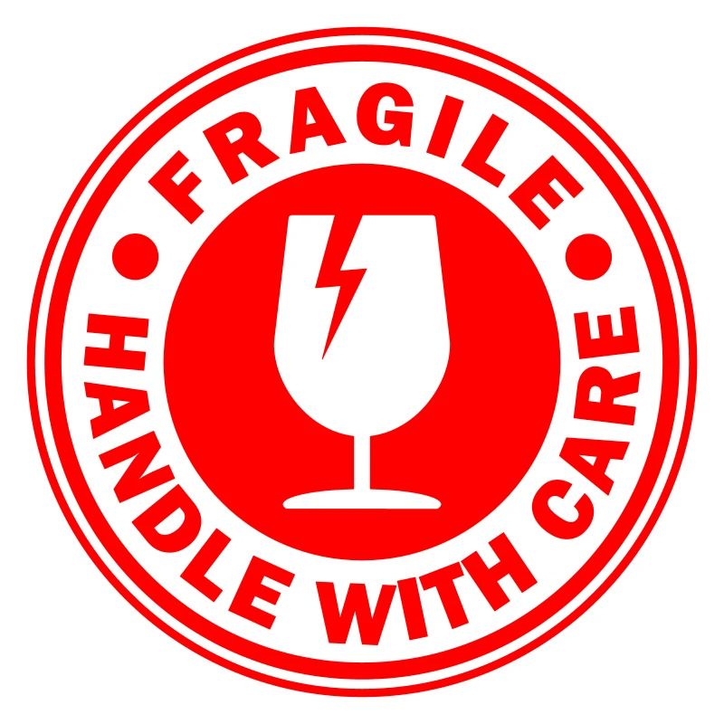 Fragile round circle stamp handle with care